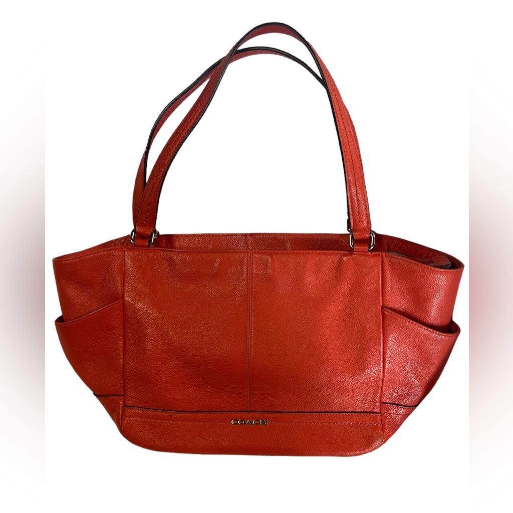 Coach Park Leather Carrie Tote Shoulder Handbag 36898e Watermelon Orange